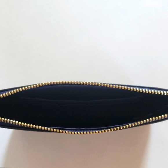 Coach Corner Zip Leather Wristlet Midnight Blue - Picture 3 of 4